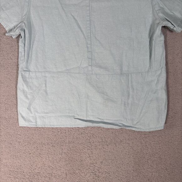 Baletti Vitorino Top Women’s Size M Leaf Applique Slit Hem Powder Blue Bohemian - Picture 11 of 13